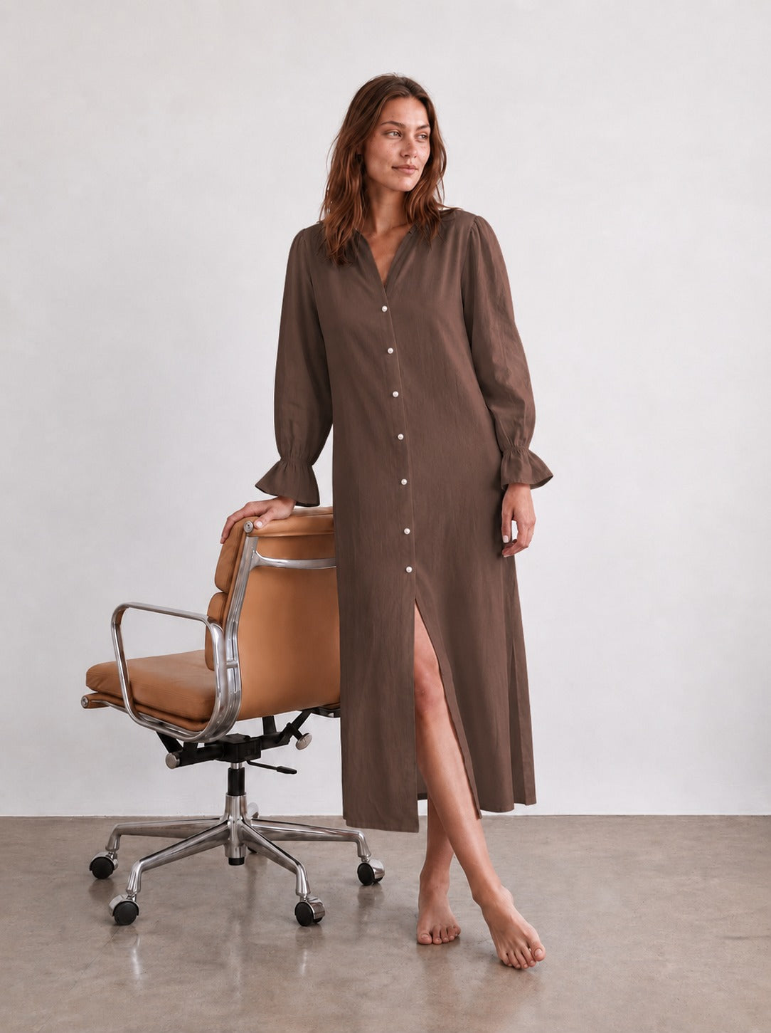 שמלת בודגאיה חומה