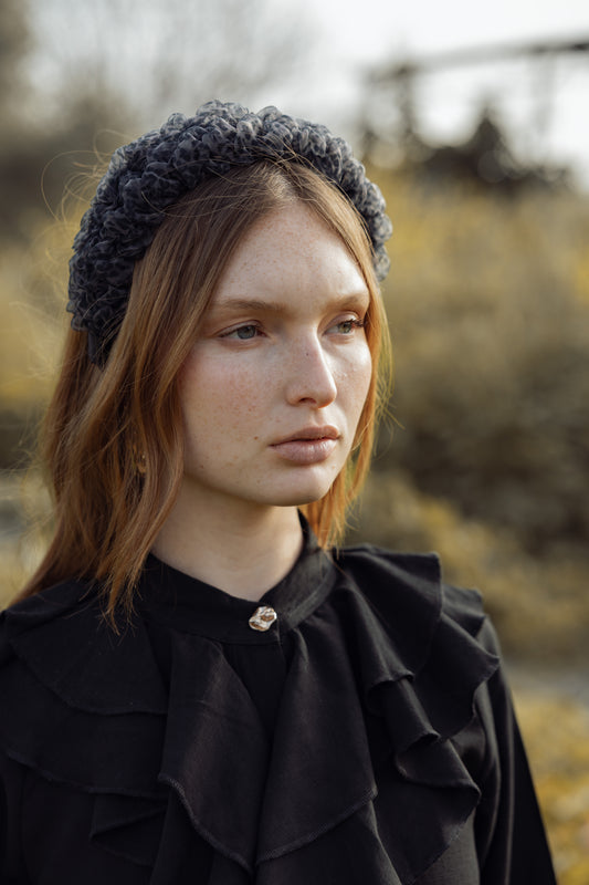 קשת אנה רחבה מנומרת שחורה