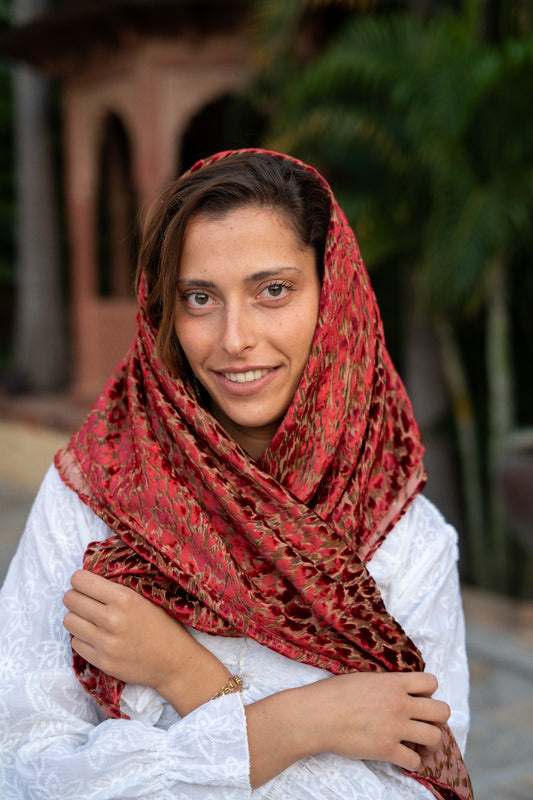 צעיף קסטור בורדו מנומר