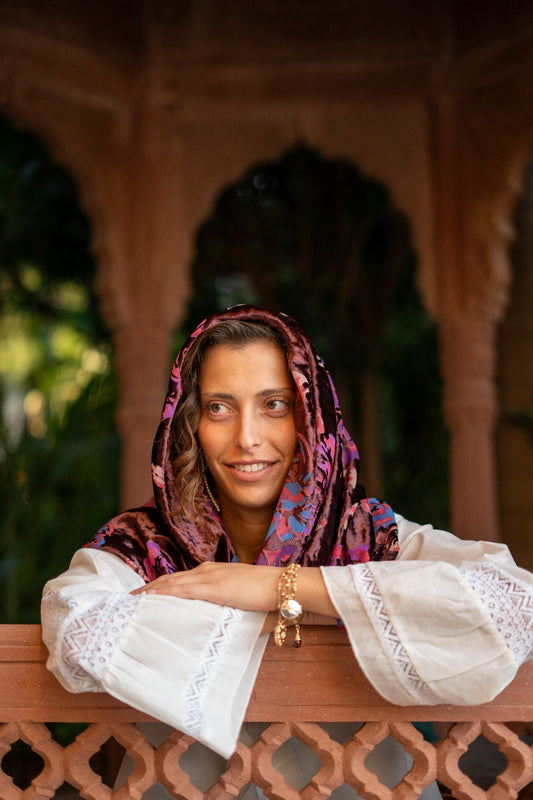 צעיף קסטור סגול פרחוני